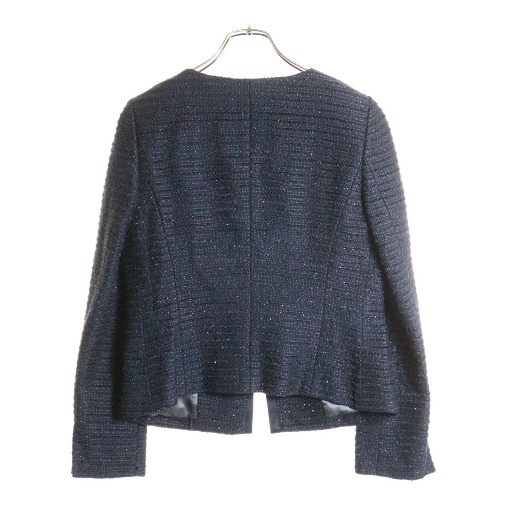 近年モデル‼️ノーカラー ツイード　濃紺　アンタイトル　サイズM UNTITLED(アンタイトル) ノーカラー ウール ツイードジャケット