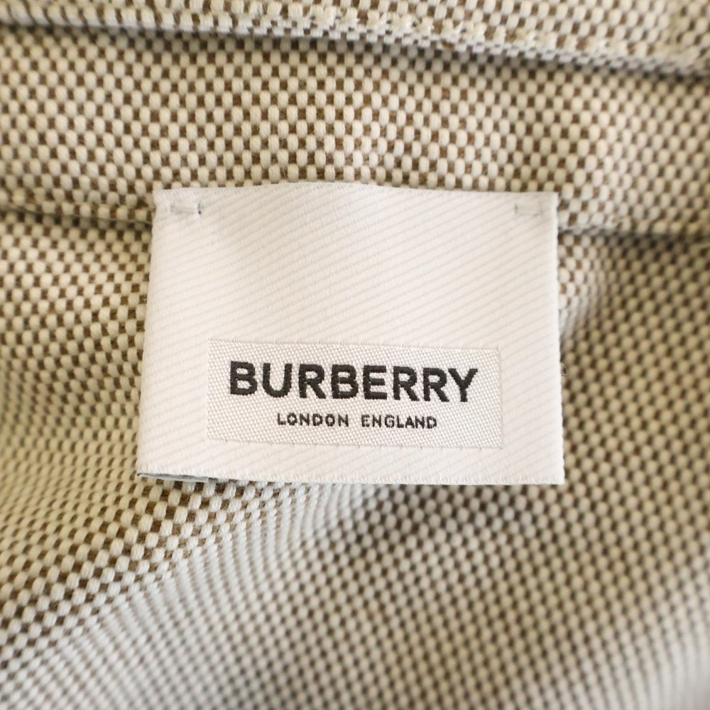 BURBERRY(バーバリー) ロゴプリント レザー切替 プルオーバー ハーフジップ ポンチョジャケット ベージュ/ブラウン レディース 8041709