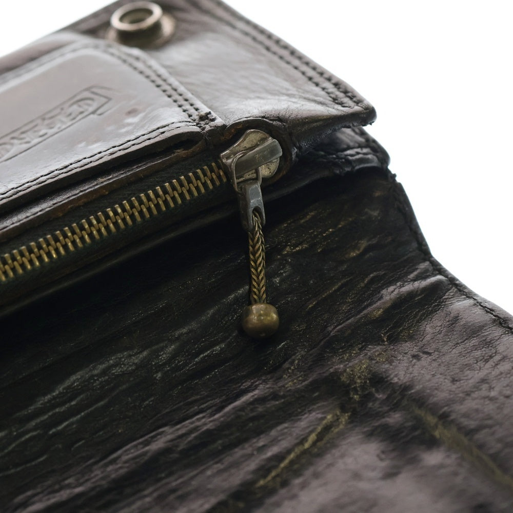 CHROME HEARTS(クロムハーツ) 1ZIP 1ジップ BSフレアボールボタン クロスパッチ レザーウォレット 財布 ブラック