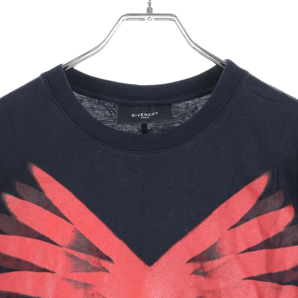 GIVENCHY(ジバンシィ) ウィングプリント クルーネック コットン 半袖Tシャツ カットソー ブラック/レッド 11S 7260 651