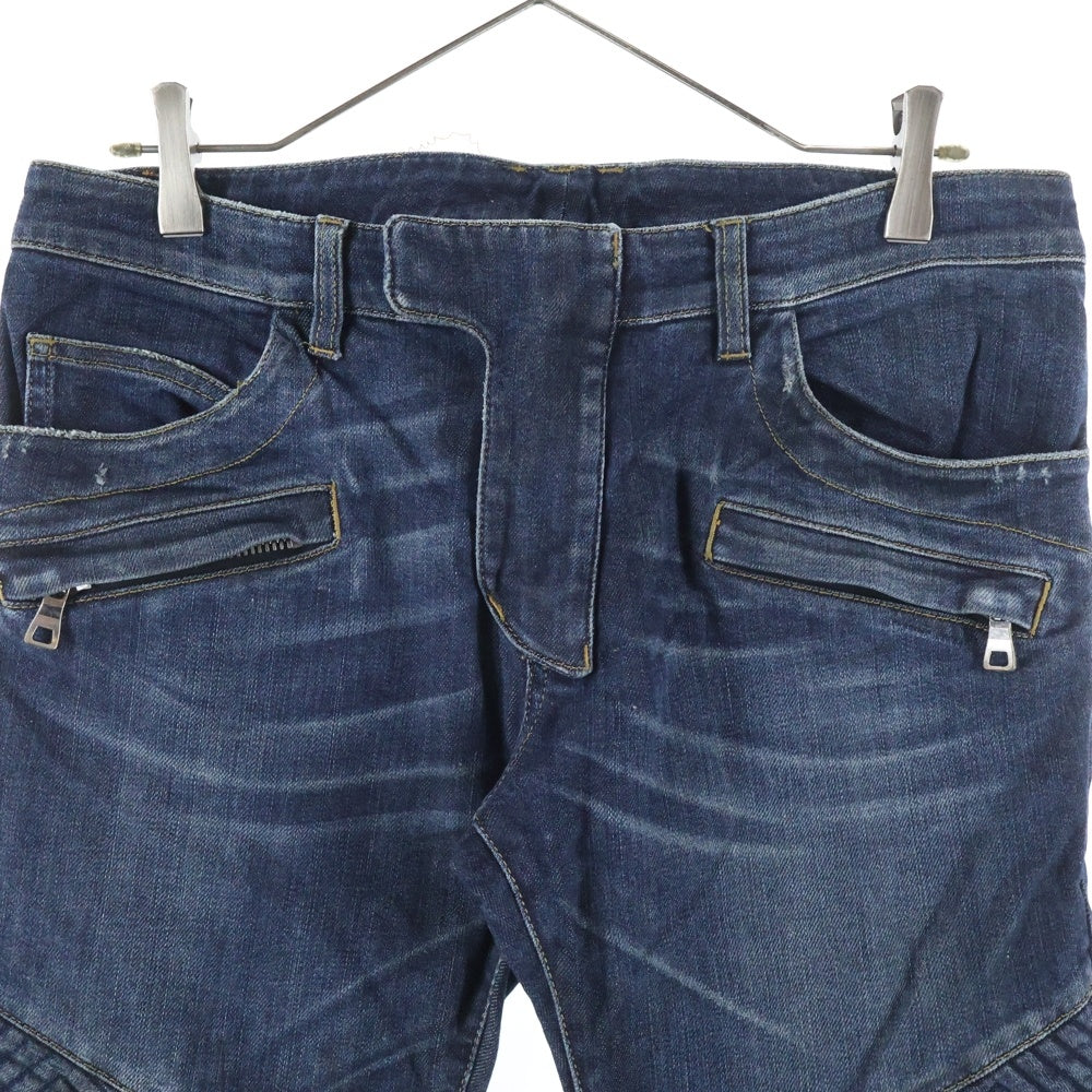 BALMAIN(バルマン) コットンストレッチ バイカーデニムパンツ インディゴ T551-B701