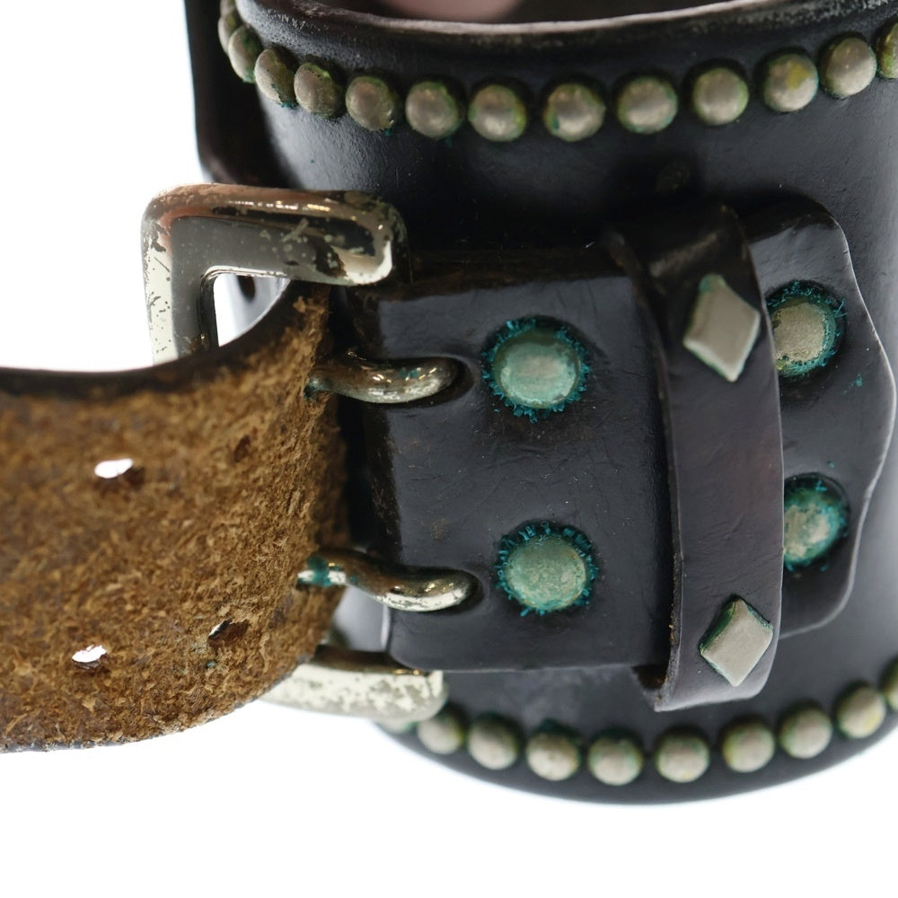 WOLF'S HEAD(ウルフズヘッド) 70mm スタッズ レザー ブレスレット ブラック