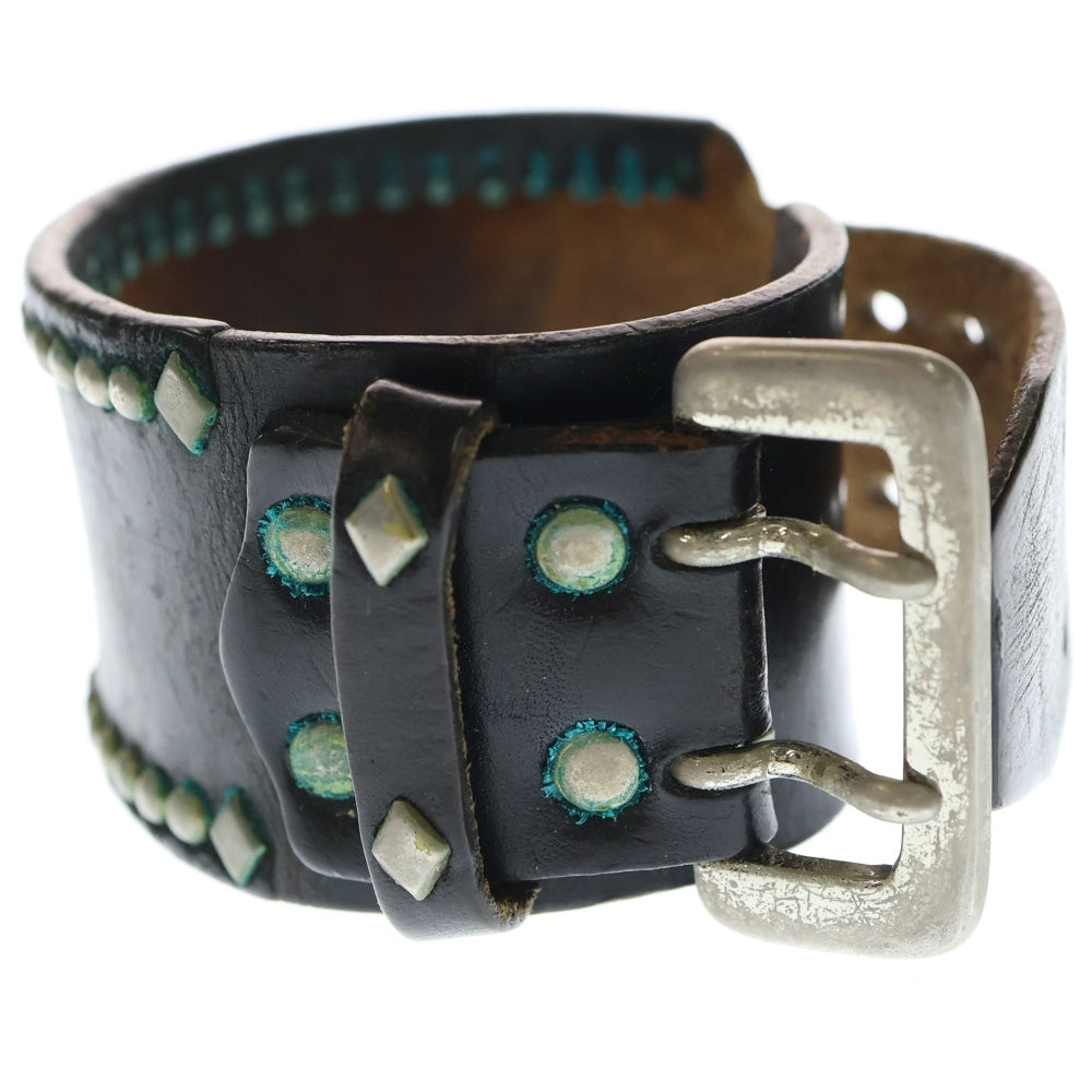 WOLF'S HEAD(ウルフズヘッド) 50mm スタッズ レザー ブレスレット ブラック