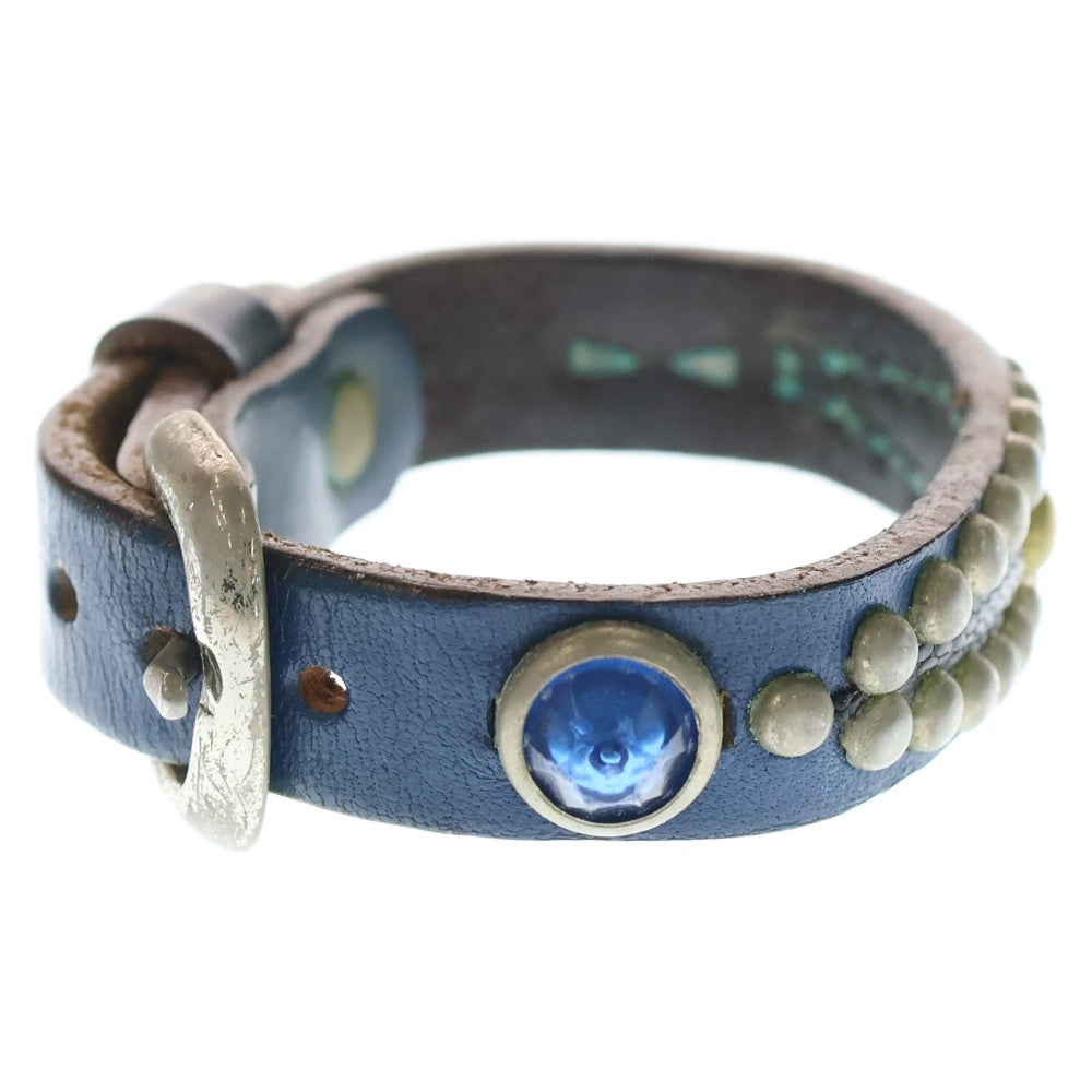 WOLF'S HEAD(ウルフズヘッド) 15mm スタッズ レザー ブレスレット ブルー