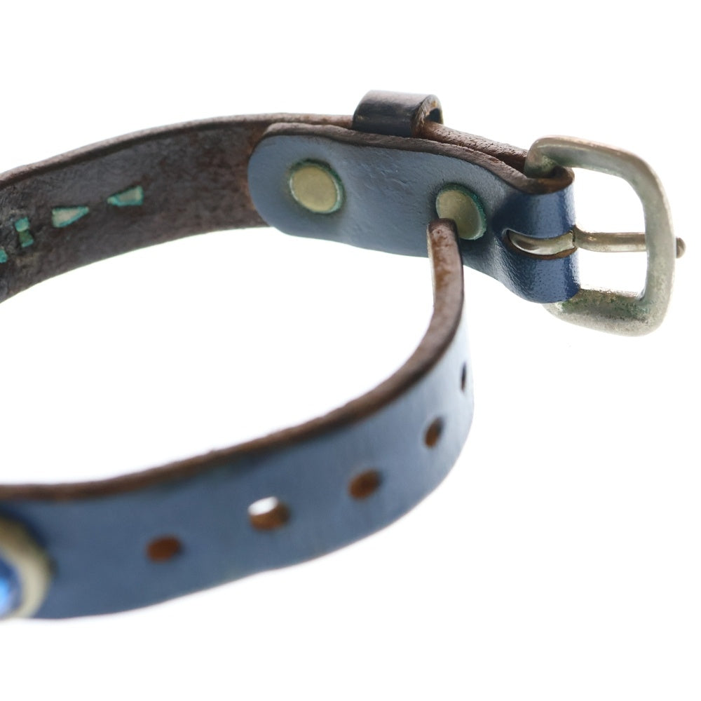 WOLF'S HEAD(ウルフズヘッド) 15mm スタッズ レザー ブレスレット ブルー