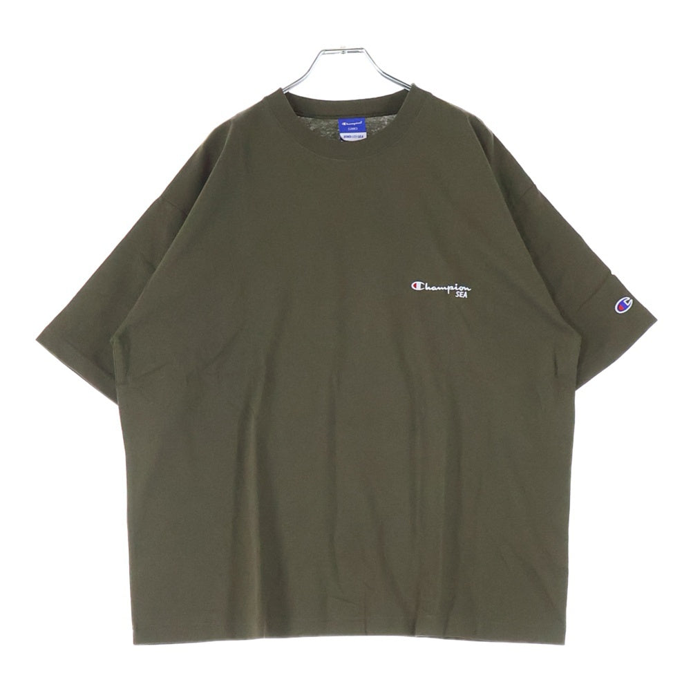CHAMPION(チャンピオン) ×WIND AND SEA ウィンダンシー ロゴ エンブロイダリー ショートスリーブ ラグラン 半袖Tシャツ カットソー カーキ C8-Z355