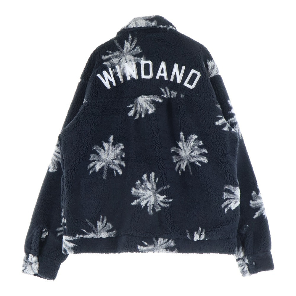 WIND AND SEA(ウィンダンシー) PALM TREE FLEECE BLOUSON パーム ツリー ボタンダウン ボア フリース ジャケット ブルゾン ブラック WDS-O-PMT-24-Q1-JK-04
