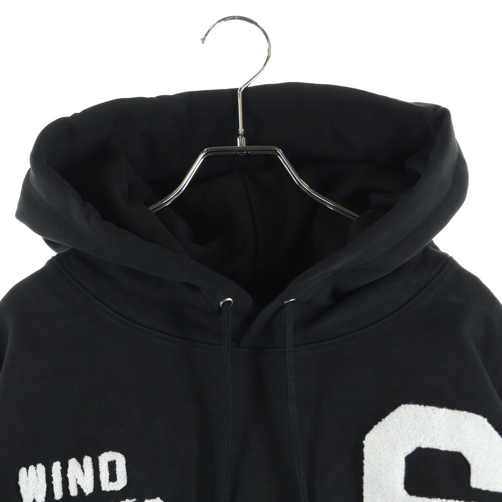 WIND AND SEA(ウィンダンシー) S-HOODIE パイル ロゴパッチ プルオーバー スウェット パーカー ブラック WDS-BYT-RS-03