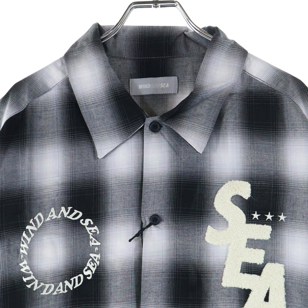 WIND AND SEA(ウィンダンシー) PLAID SHIRT 3周年記念 パイル ロゴパッチ レギュラー プレイド 長袖シャツ グレー WDS-BYT-RS-06
