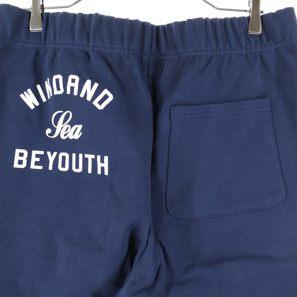 WIND AND SEA(ウィンダンシー) BEYOUTH ロゴ刺繍 スウェット パンツ ネイビー WDS-BYT-RS-09