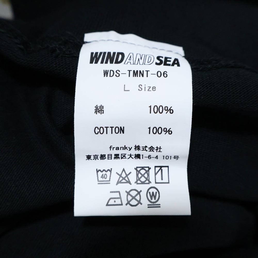 WIND AND SEA(ウィンダンシー) 21AW ×TURTLES ×PIZZANISTA! TOKYO タートルズ ピザニスタ! トウキョウ フロントプリント クルーネック半袖Tシャツカットソー ブラック TT-WS2108