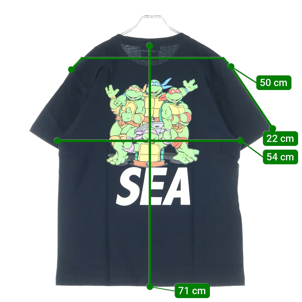 WIND AND SEA(ウィンダンシー) 21AW ×TURTLES ×PIZZANISTA! TOKYO タートルズ ピザニスタ! トウキョウ フロントプリント クルーネック半袖Tシャツカットソー ブラック TT-WS2108
