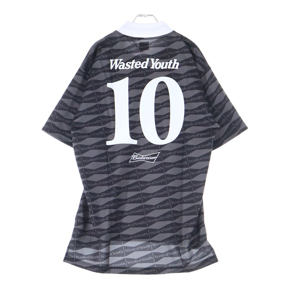 WASTED YOUTH(ウェイステッドユース) BUDWEISER SOCCER GAME SHIRT サッカーゲーム 半袖ポロシャツ ブラック WY21CS001
