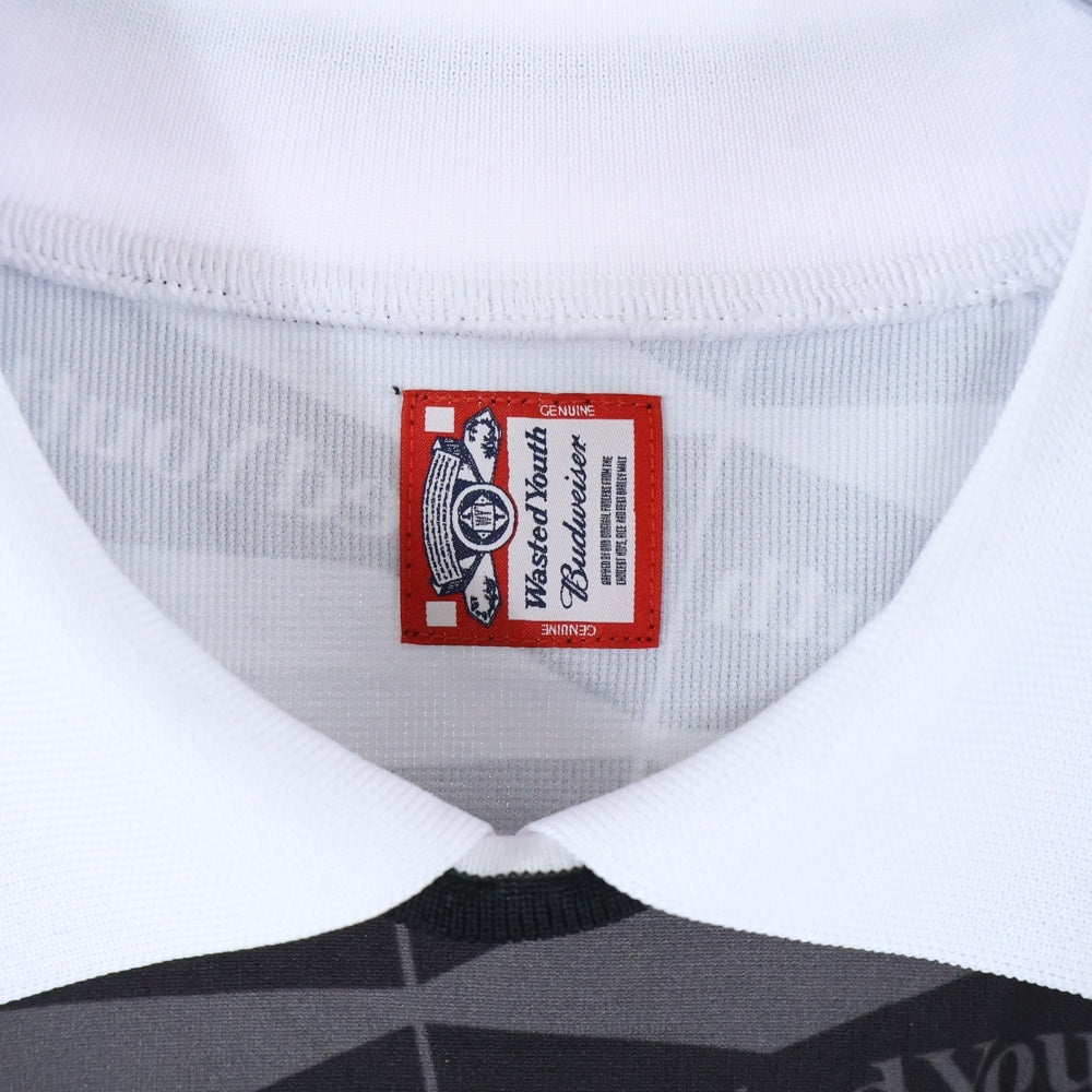 WASTED YOUTH(ウェイステッドユース) BUDWEISER SOCCER GAME SHIRT サッカーゲーム 半袖ポロシャツ ブラック WY21CS001