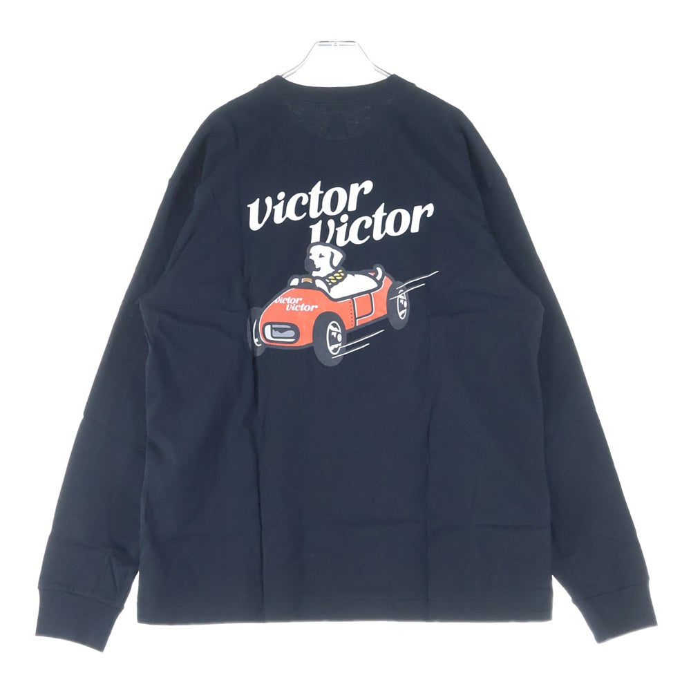 HUMAN MADE(ヒューマンメイド) 23SS ×Victor Victor Worldwide L/S T-Shirt ヴィクター ヴィクター ワールドワイド ドッグ プリント ロングスリーブ 長袖Tシャツ ブラック XX25CS004 XL