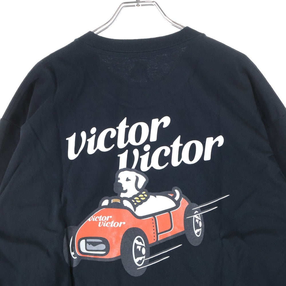 HUMAN MADE(ヒューマンメイド) 23SS ×Victor Victor Worldwide L/S T-Shirt ヴィクター ヴィクター ワールドワイド ドッグ プリント ロングスリーブ 長袖Tシャツ ブラック XX25CS004 XL