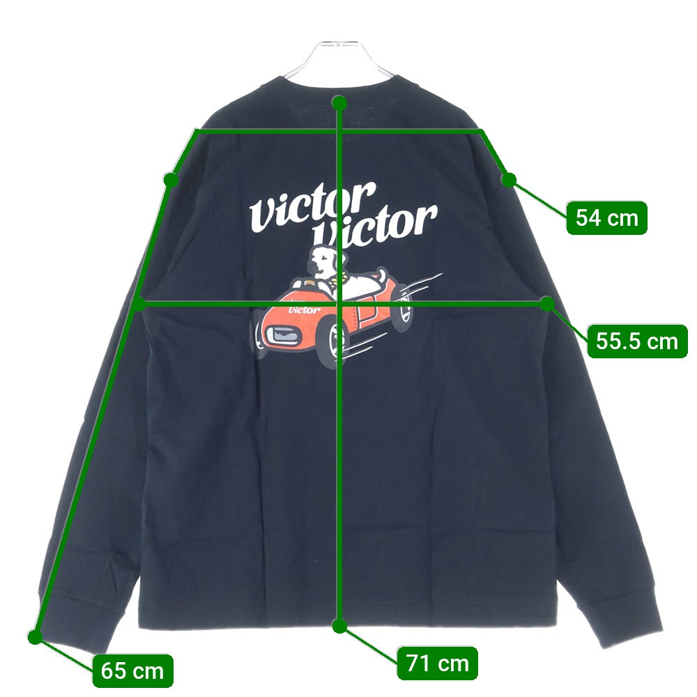 HUMAN MADE(ヒューマンメイド) 23SS ×Victor Victor Worldwide L/S T-Shirt ヴィクター ヴィクター ワールドワイド ドッグ プリント ロングスリーブ 長袖Tシャツ ブラック XX25CS004 XL