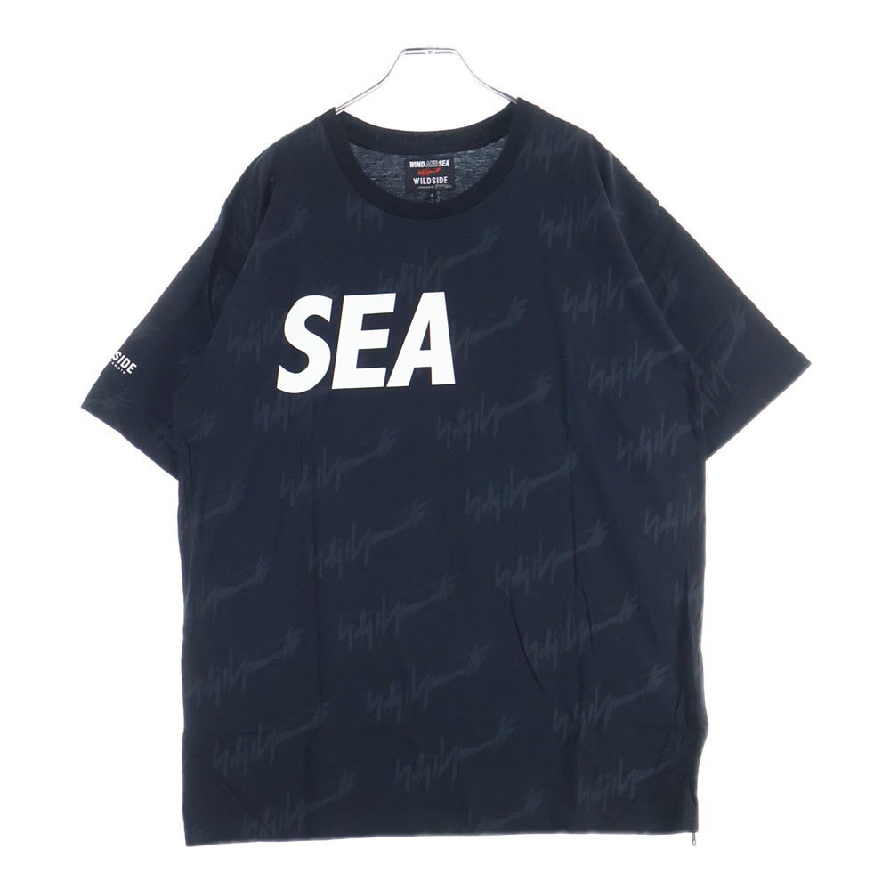 WIND AND SEA(ウィンダンシー) 22SS ×Yohji Yamamoto MONOGRAM PRINT T-SHIRT ヨウジヤマモト モノグラム ロゴ プリント クルーネック 半袖Tシャツ カットソー ブラック WA-22WSTE-02