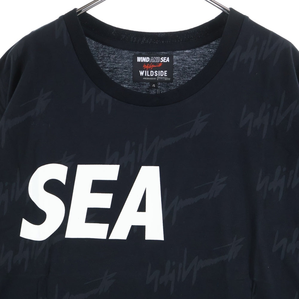 WIND AND SEA(ウィンダンシー) 22SS ×Yohji Yamamoto MONOGRAM PRINT T-SHIRT ヨウジヤマモト モノグラム ロゴ プリント クルーネック 半袖Tシャツ カットソー ブラック WA-22WSTE-02