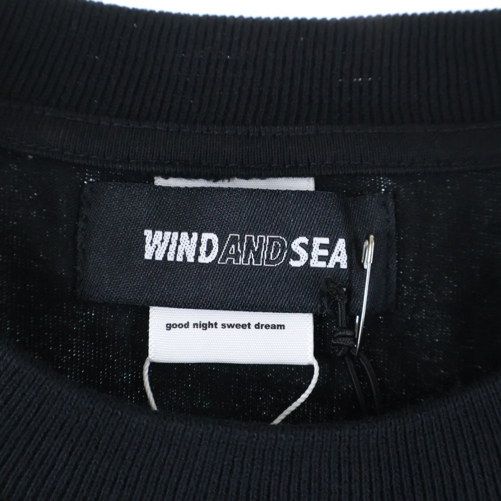 WIND AND SEA(ウィンダンシー) ×good night 5tore NIGHT AND T-SHIRT グッド ナイト ストア ナイト アンド ロゴプリント クルーネック 半袖Tシャツ カットソー ブラック WDS-GN5-04