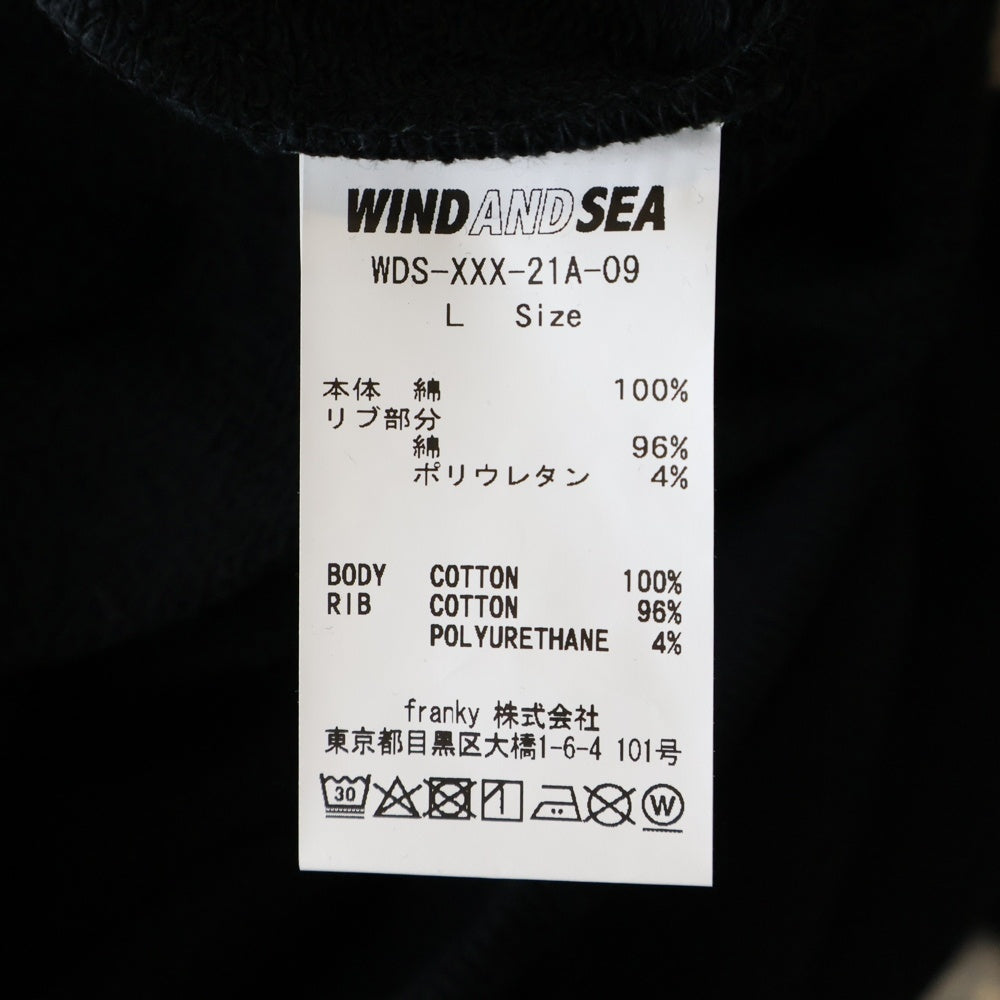WIND AND SEA(ウィンダンシー) 21AW ×GOD SELECTION WDS CREWNECK ゴッドセレクション ロゴ エンブロイダリー クルーネック スウェット トレーナー ブラック WDS-XXX-21A-09