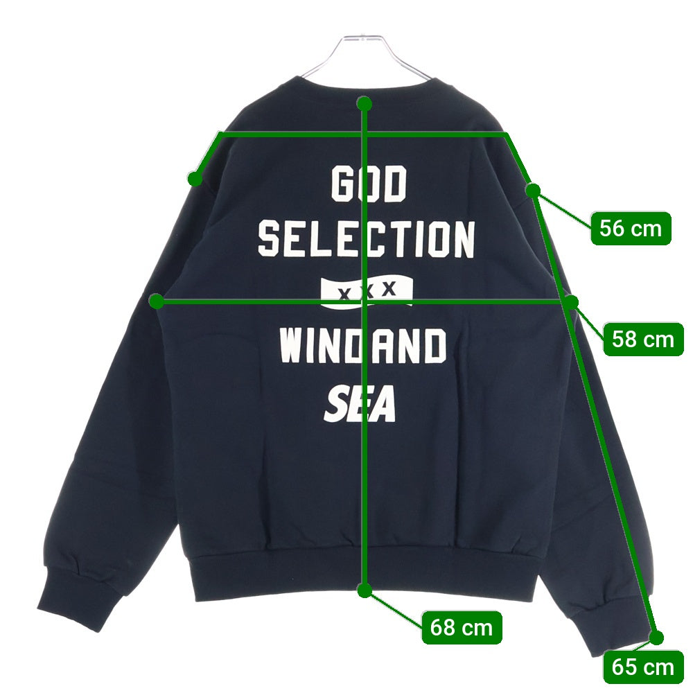 WIND AND SEA(ウィンダンシー) 21AW ×GOD SELECTION WDS CREWNECK ゴッドセレクション ロゴ エンブロイダリー クルーネック スウェット トレーナー ブラック WDS-XXX-21A-09