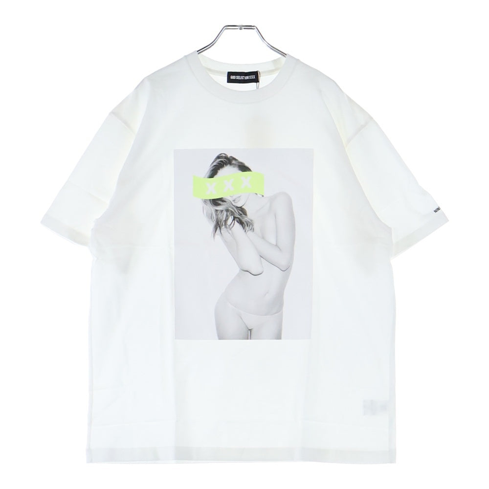 GOD SELECTION XXX(ゴッドセレクショントリプルエックス) 22SS 9周年記念 Miranda Kerr Tee ミランダカー プリント 半袖Tシャツ カットソー ホワイト GX-S22-9ST-01