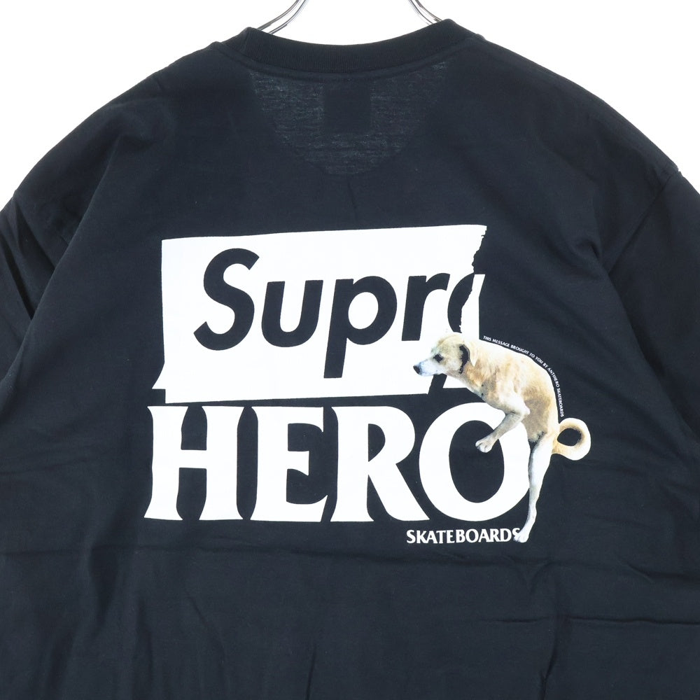 SUPREME(シュプリーム) 22SS ×ANTIHERO Dog Tee アンタイヒーロー ドッグロゴプリント クルーネック 半袖Tシャツ カットソー ブラック