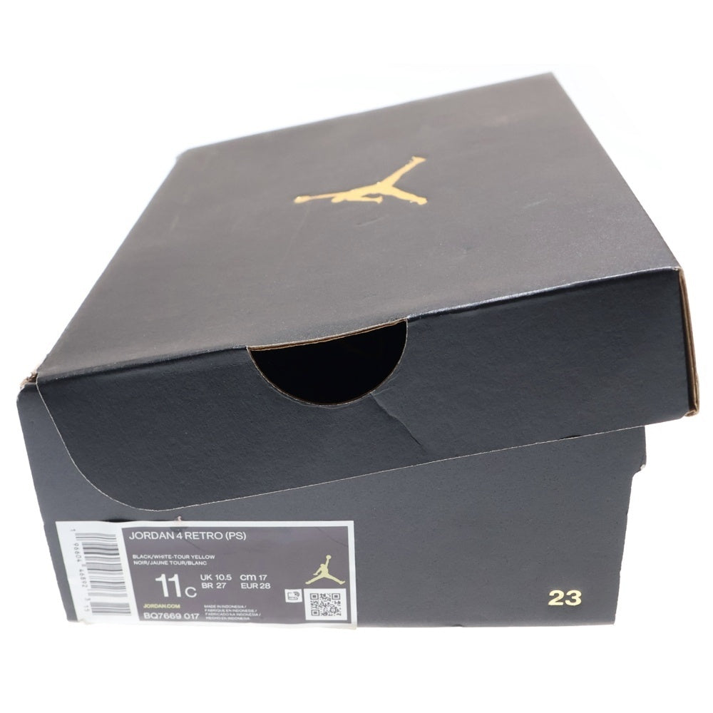 NIKE(ナイキ) AIR JORDAN 4 RETRO PS THUNDER エア ジョーダン 4 レトロ サンダー ローカットスニーカー ブラック/イエロー US11C/17cm BQ7669-017