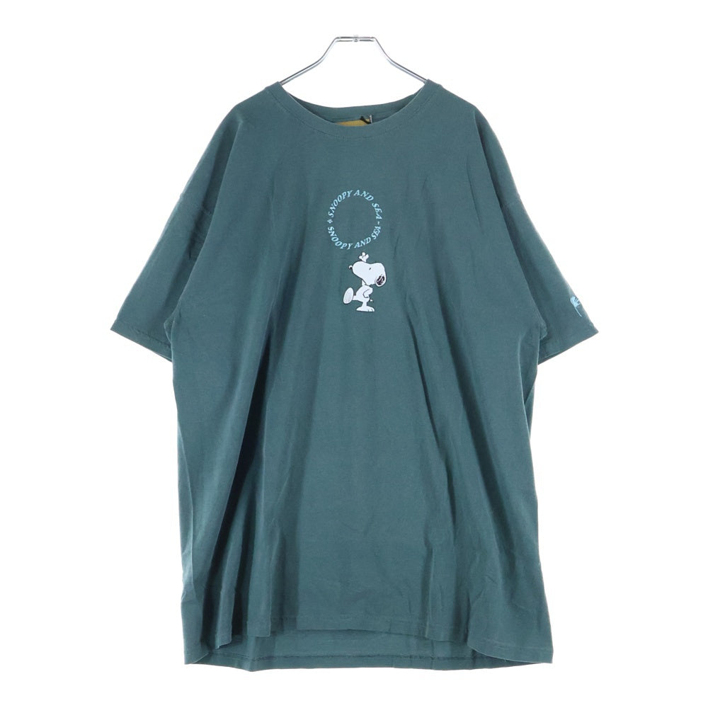 WIND AND SEA(ウィンダンシー) ×PEANUTS Snoopy Tee ピーナッツ ロゴ刺繍 キャラクタープリント クルーネック 半袖Tシャツ カットソー グリーン WDS-PEANUTS-14