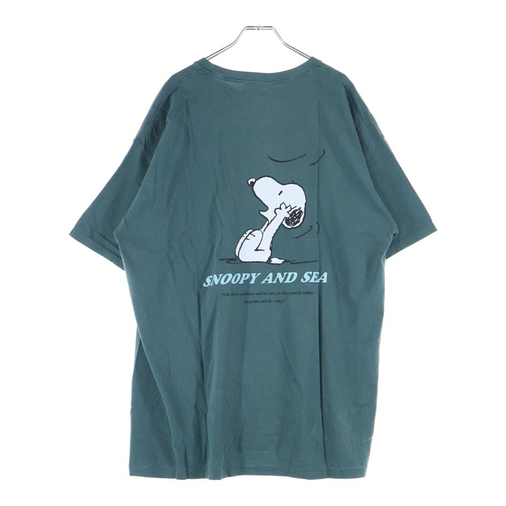 WIND AND SEA(ウィンダンシー) ×PEANUTS Snoopy Tee ピーナッツ ロゴ刺繍 キャラクタープリント クルーネック 半袖Tシャツ カットソー グリーン WDS-PEANUTS-14