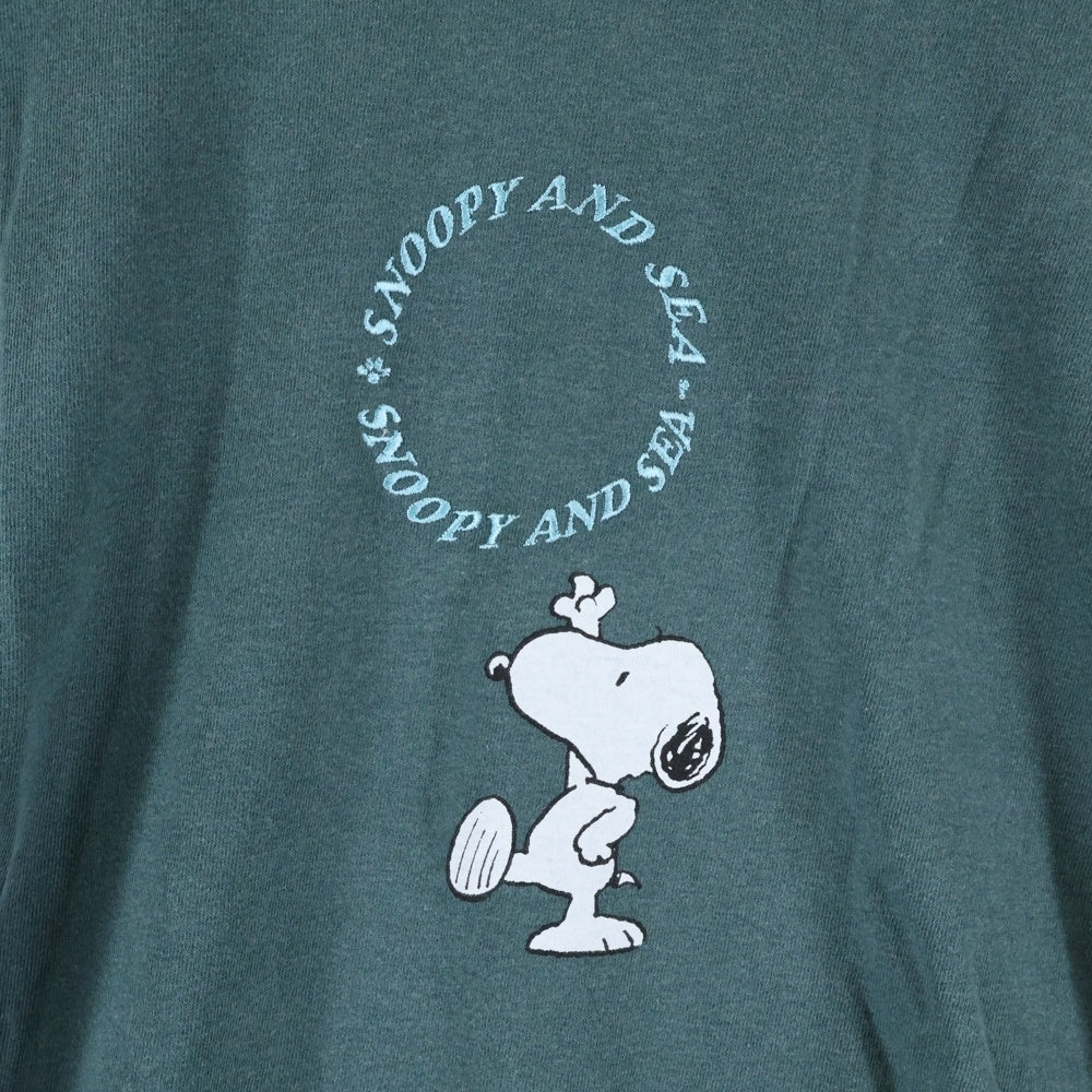 WIND AND SEA(ウィンダンシー) ×PEANUTS Snoopy Tee ピーナッツ ロゴ刺繍 キャラクタープリント クルーネック 半袖Tシャツ カットソー グリーン WDS-PEANUTS-14