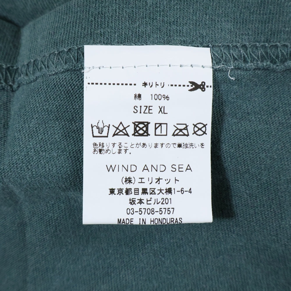 WIND AND SEA(ウィンダンシー) ×PEANUTS Snoopy Tee ピーナッツ ロゴ刺繍 キャラクタープリント クルーネック 半袖Tシャツ カットソー グリーン WDS-PEANUTS-14