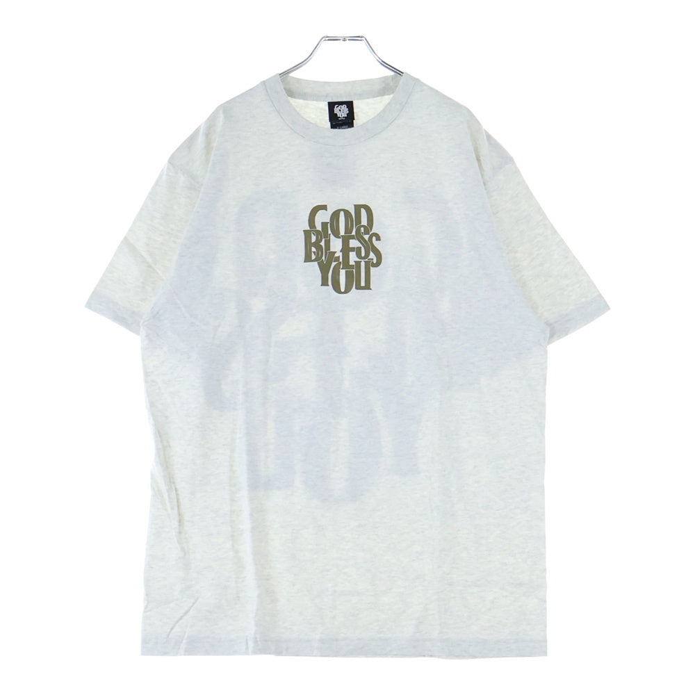 EXAMPLE(エグザンプル) GOD BLESS YOU グッド ブレイス ユー プリント クルーネック 半袖Tシャツ カットソー グレー