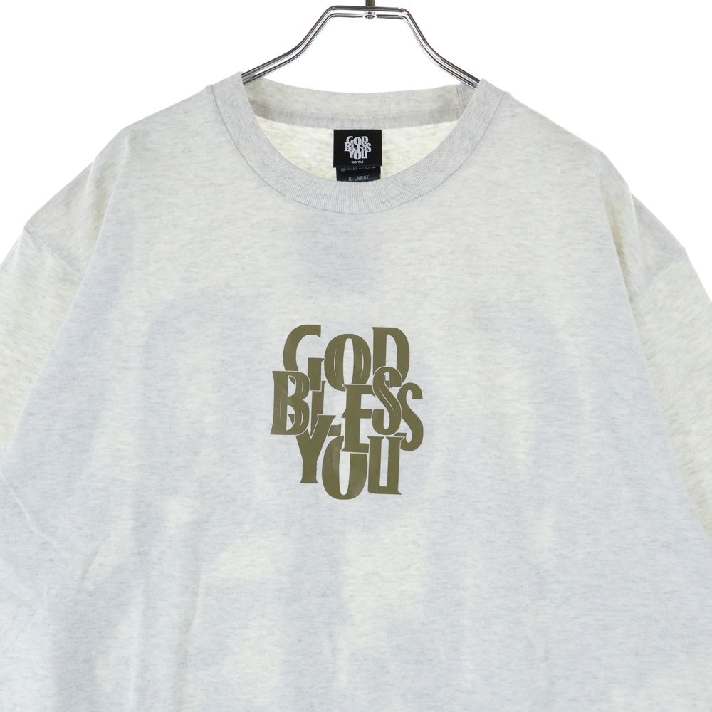 EXAMPLE(エグザンプル) GOD BLESS YOU グッド ブレイス ユー プリント クルーネック 半袖Tシャツ カットソー グレー