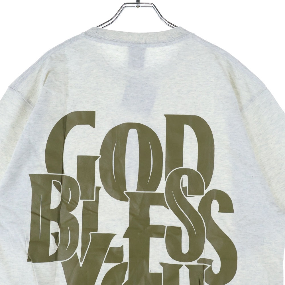 EXAMPLE(エグザンプル) GOD BLESS YOU グッド ブレイス ユー プリント クルーネック 半袖Tシャツ カットソー グレー