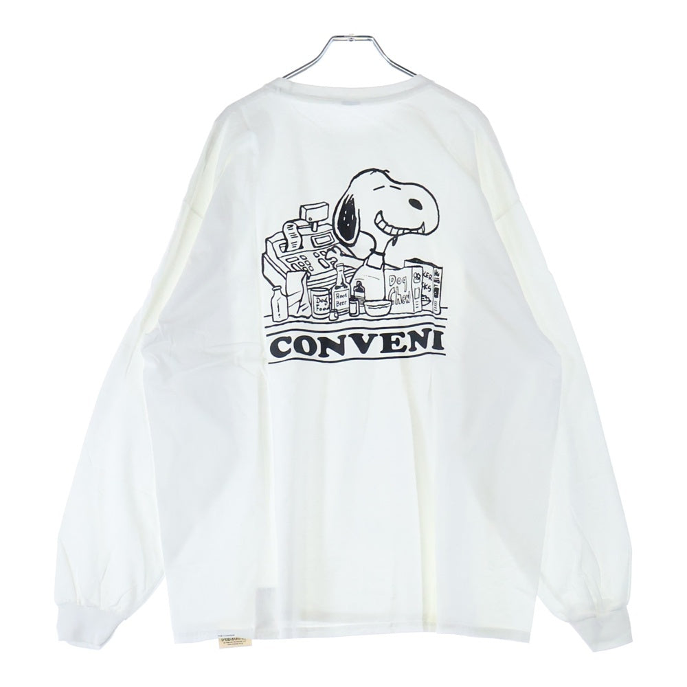 THE CONVENI(ザコンビニ) PEANUTS LS TEE ピーナッツ フロントロゴ ロングスリーブ 長袖Tシャツ カットソー ホワイト PUM-20100-C