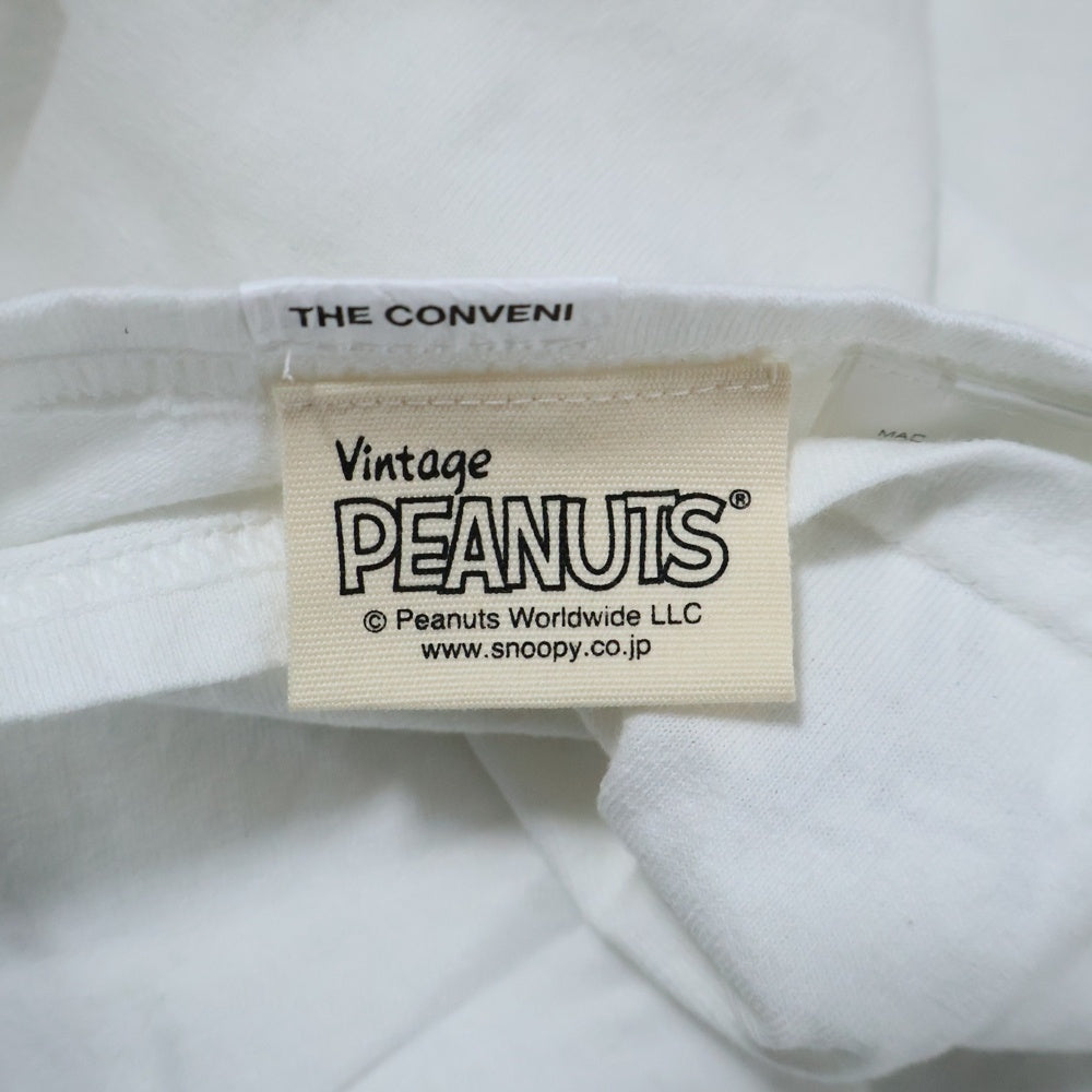 THE CONVENI(ザコンビニ) PEANUTS LS TEE ピーナッツ フロントロゴ ロングスリーブ 長袖Tシャツ カットソー ホワイト PUM-20100-C