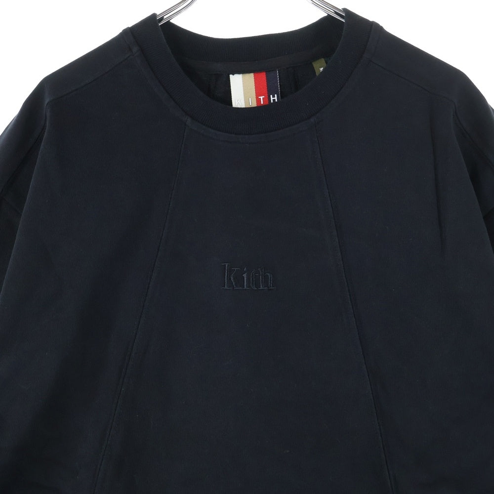 KITH(キス) LS PANELED PULLIVER パネル 切り替え ロゴエンブロイダリー ロングスリーブ 長袖Tシャツ カットソー ブラック KH3667
