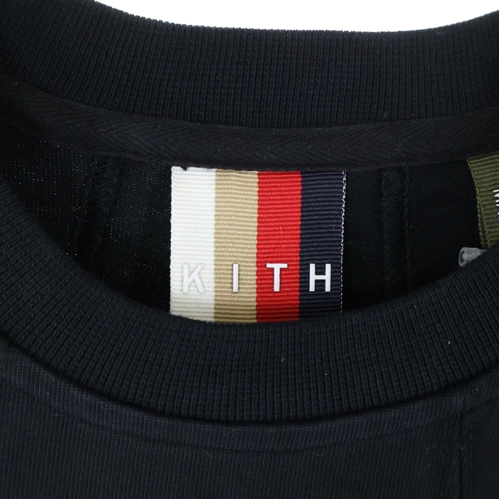 KITH(キス) LS PANELED PULLIVER パネル 切り替え ロゴエンブロイダリー ロングスリーブ 長袖Tシャツ カットソー ブラック KH3667