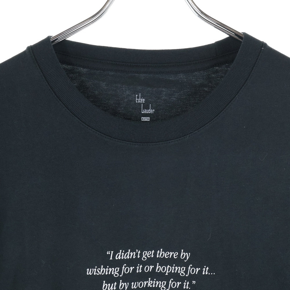 KITH(キス) ×Estee Lauder WOMEN'S DAY TEE エスティ ローダー ウーマンズデイ プリント クルーネック 半袖Tシャツ カットソー ブラック KH3846-100
