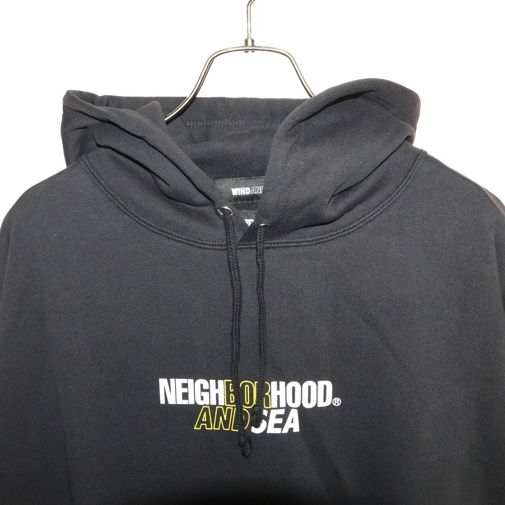 NEIGHBORHOOD(ネイバーフッド) ×WIND AND SEA C-HOODED LS ネイバーフッド Cフーデッド ロゴ プリント プルオーバー スウェット パーカー ブラック 201ELWSN-CSMO1S