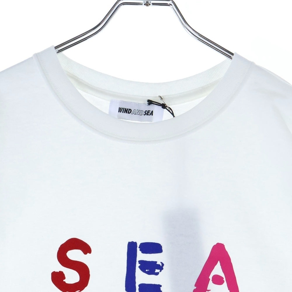 WIND AND SEA(ウィンダンシー) 19AW COLOR SEA T-SHIRT カラー ペイント ロゴ プリント クルーネック 半袖Tシャツ カットソー ホワイト WDS-19A-CS-01