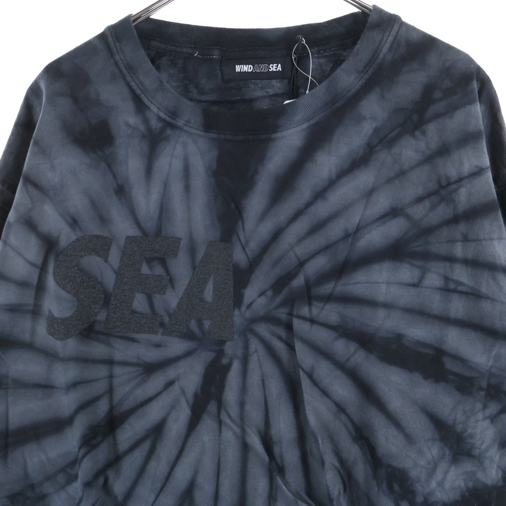 WIND AND SEA(ウィンダンシー) TYE-DYE LONG T タイダイ柄 クルーネック ロングスリーブ 長袖Tシャツ カットソー ブラック/グレー WDS-AMRG-02