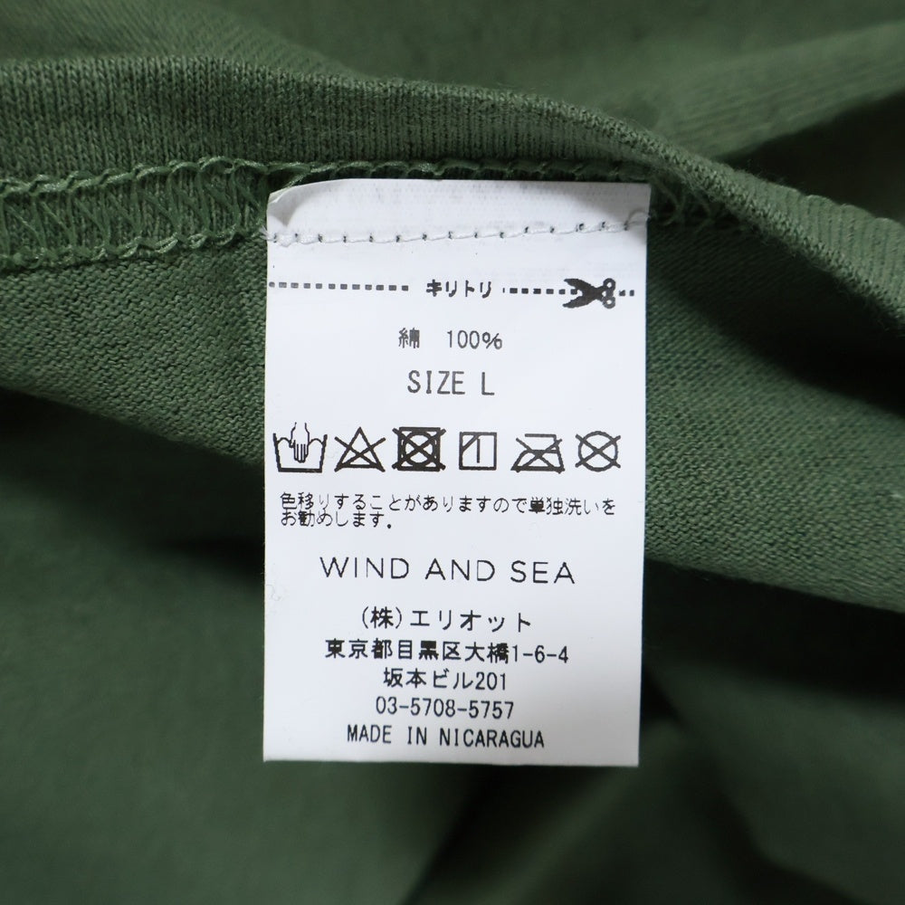 WIND AND SEA(ウィンダンシー) SEA C-SMALL L/S T-SHIRT スモール センター ロゴ プリント ロングスリーブ 長袖Tシャツ カットソー グリーン WDS-CS-187