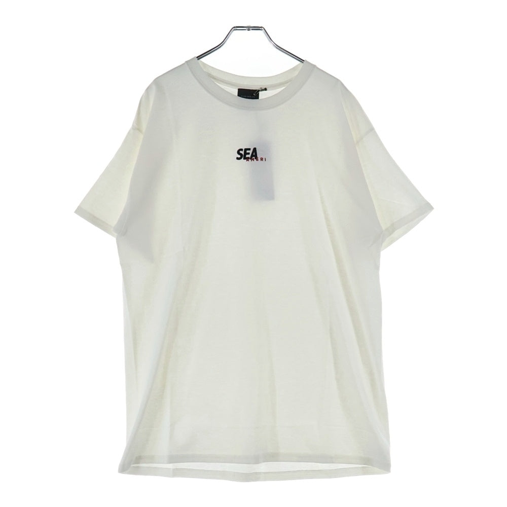 WIND AND SEA(ウィンダンシー) ×AMERI WDS S/S T-SHIRT アメリ ロゴエンブロイダリー クルーネック ロングスリーブ 半袖Tシャツ カットソー ホワイト WDS-AMR-04