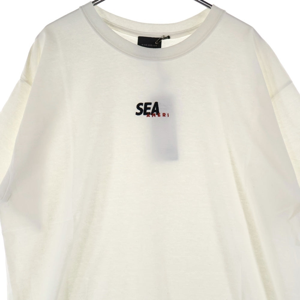 WIND AND SEA(ウィンダンシー) ×AMERI WDS S/S T-SHIRT アメリ ロゴエンブロイダリー クルーネック ロングスリーブ 半袖Tシャツ カットソー ホワイト WDS-AMR-04