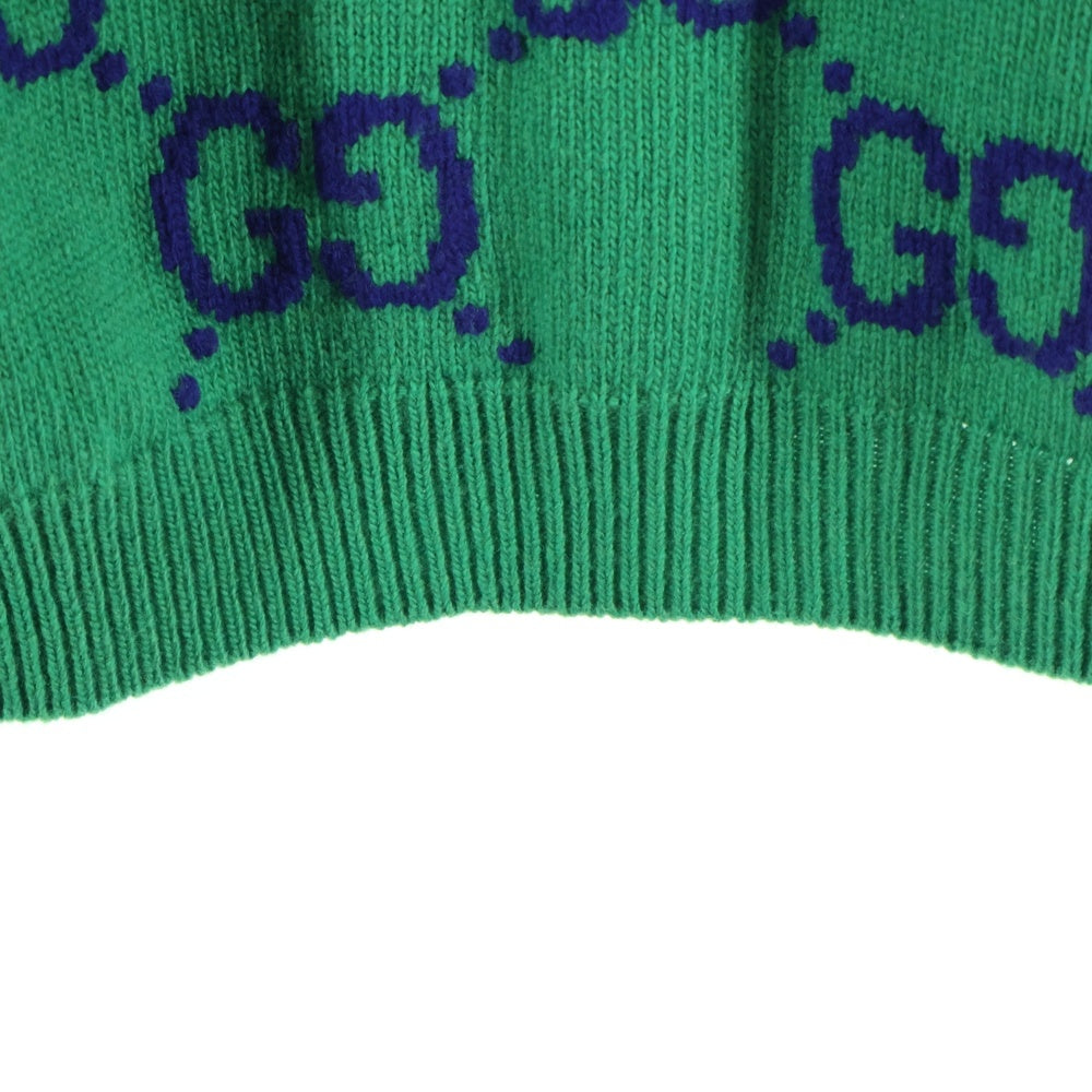 GUCCI(グッチ) 22SS GG ロゴ インターシャ ウール ニット カーディガン グリーン 674043 XKB3V