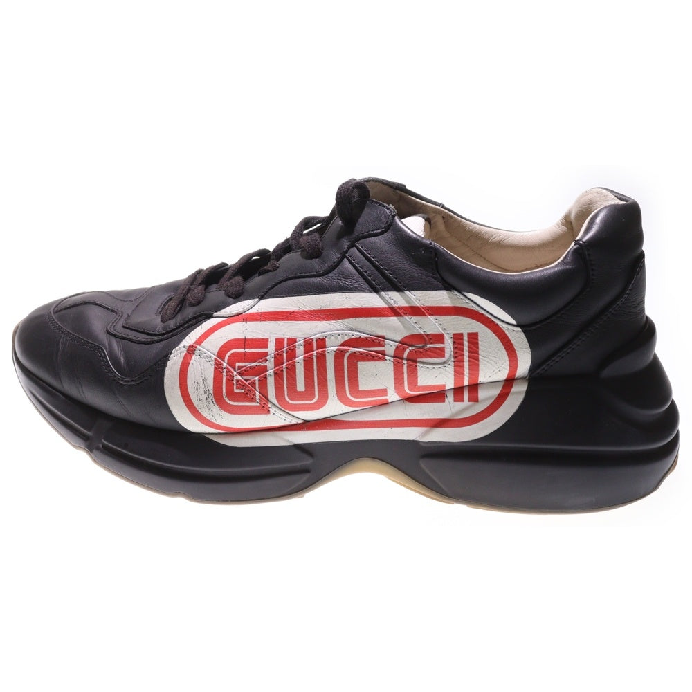 GUCCI(グッチ) Rhyton sneaker Black Print グッチ ライトン レザーローカットスニーカー ブラック 523609