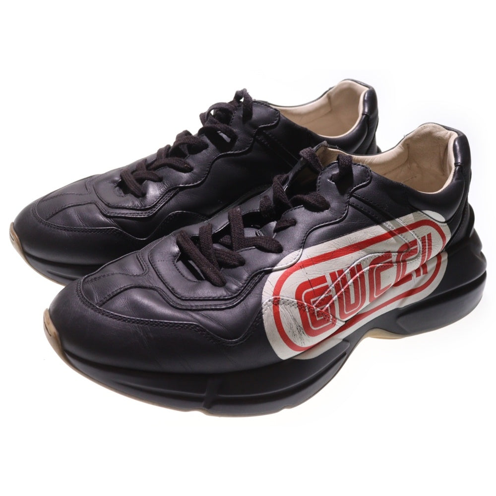 GUCCI(グッチ) Rhyton sneaker Black Print グッチ ライトン レザーローカットスニーカー ブラック 523609